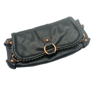 Kate Landry Black Clutch with Gold Studs